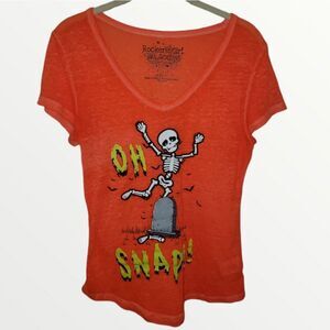 Juniors cute Halloween themed babydoll tee, oh snap t-shirt, size Medium